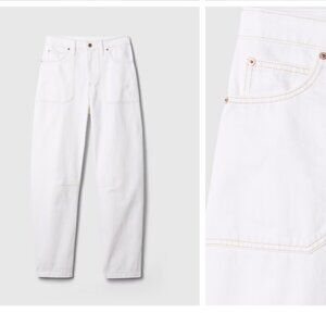 Gap High Rise Barrel Carpenter Jeans, White